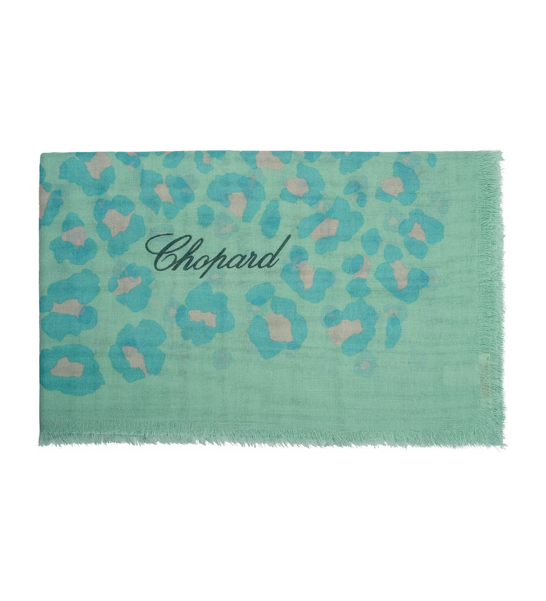 Chopard Dolce Leopard Light Green Silk and Cashmere Stole Mallory