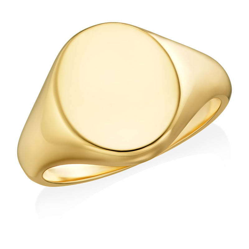 9ct Yellow Gold Plain Oval Signet Ring