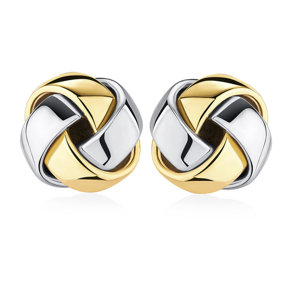 14ct Yellow and White Gold Knot Stud Earrings