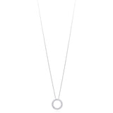 18ct White Gold Claw Set Round Brilliant Cut Diamond Double Circular Pendant and Chain