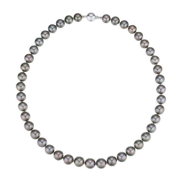 18ct White Gold Tahitian Cultured Pearl Single Strand Necklace