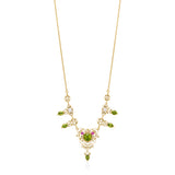 Antique Edwardian Yellow Gold Mixed Cut Peridot Natural Half Pearl, Ruby Necklace