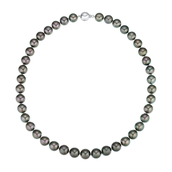 18ct White Gold Tahitian Cultured Pearl Single Strand Necklace