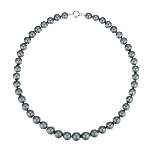 18ct White Gold Tahitian Cultured Pearl Single Strand Necklace