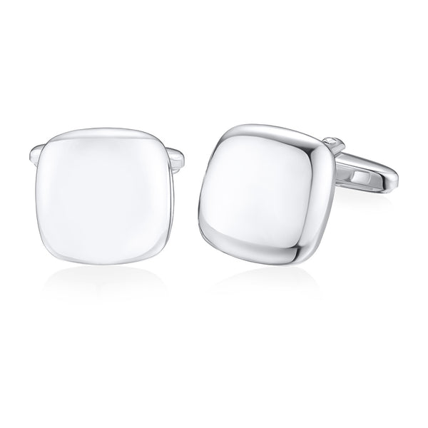 Sterling Silver Plain Cushion Cufflinks