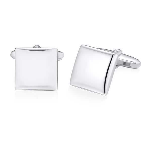 Sterling Silver Plain Domed Square Cufflinks