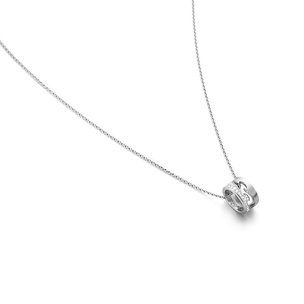 Georg Jensen Fusion 18ct White Gold Diamond Pendant and Chain