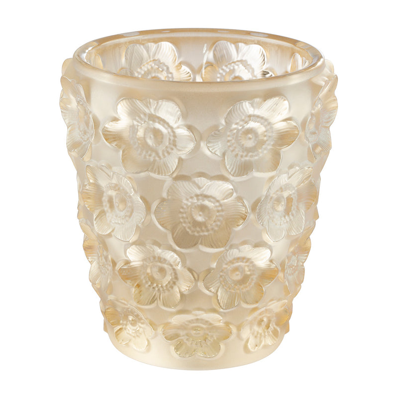 Lalique Anemones Gold Luster Crystal Votive