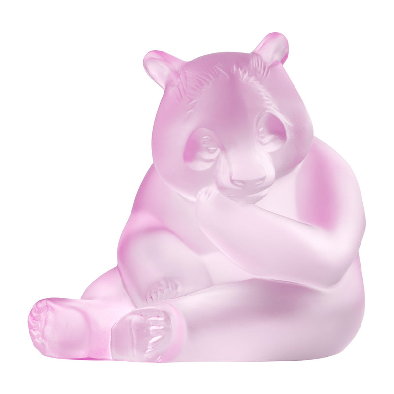 Lalique Panda Pink Crystal Sculpture