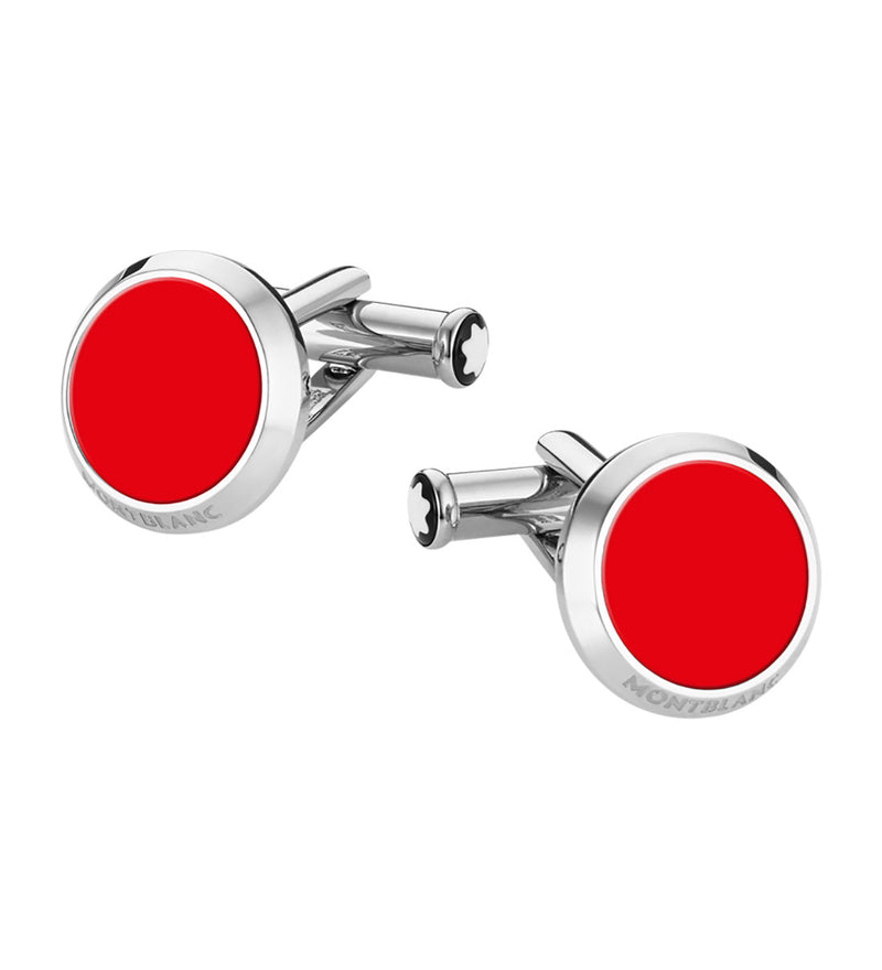 Montblanc Stainless Steel Red Lacquer Cufflinks