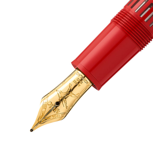 Montblanc Meisterstück Olympic Heritage Paris 1924 Yellow Gold Plated Red Precious Resin Fountain Pen