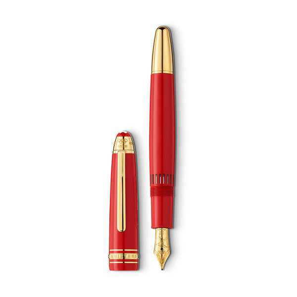 Montblanc Meisterstück Olympic Heritage Paris 1924 Yellow Gold Plated Red Precious Resin Fountain Pen