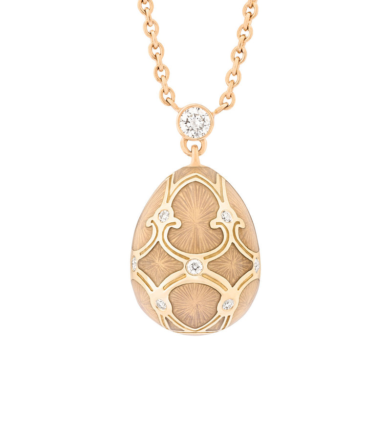 Fabergé Heritage Palais Tsarskoye Selo 18ct Yellow Gold White Enamel and Diamond Pendant and Chain