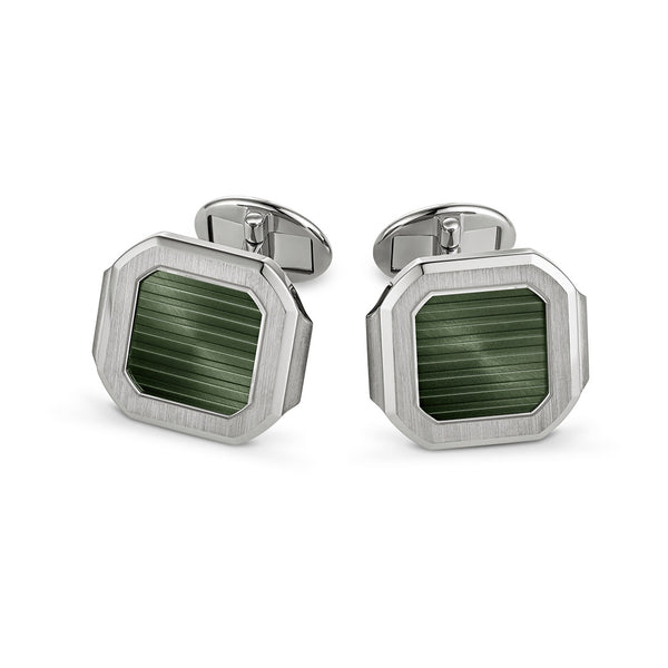 Patek Philippe Cubitus 18ct White Gold Olive Green Sunburst Cufflinks