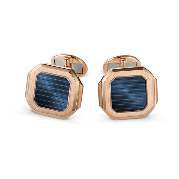 Patek Philippe Cubitus 18ct Rose Gold Blue Sunburst Cufflinks