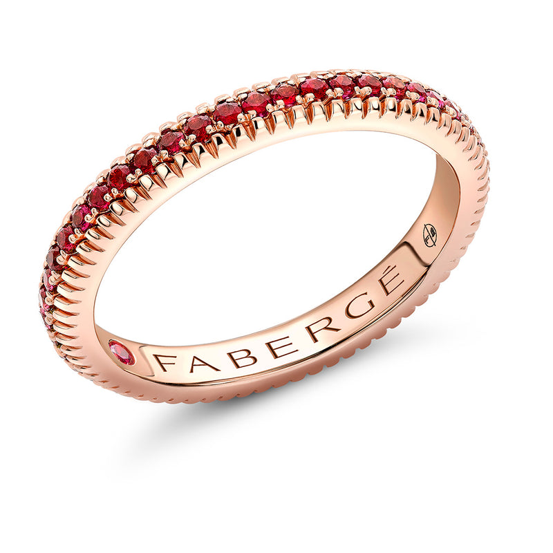 Fabergé Colours of Love Fluted 18ct Rose Gold Ruby Ring