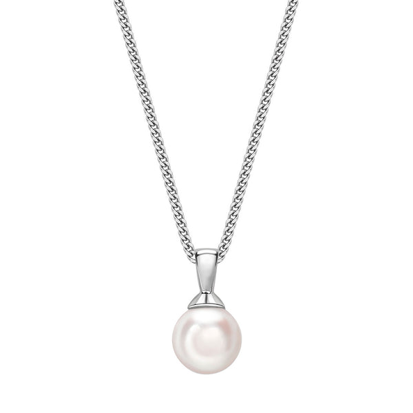 18ct White Gold Akoya Cultured Pearl Pendant and Chain