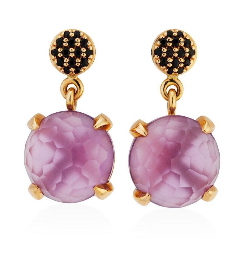 18ct Rose Gold Multi-Faceted Cut Amethyst Drop Earrings