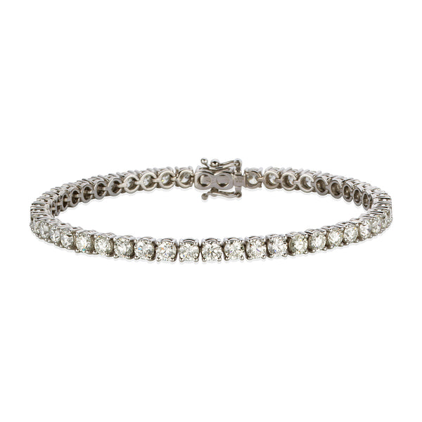 18ct White Gold Four Claw Set Round Brilliant Cut Diamond Line Bracelet