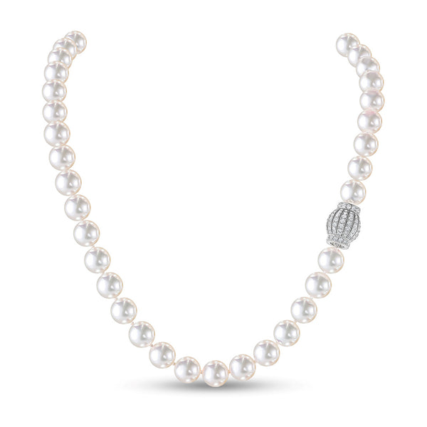 18ct White Gold Akoya Cultured Pearl Single Strand Necklace