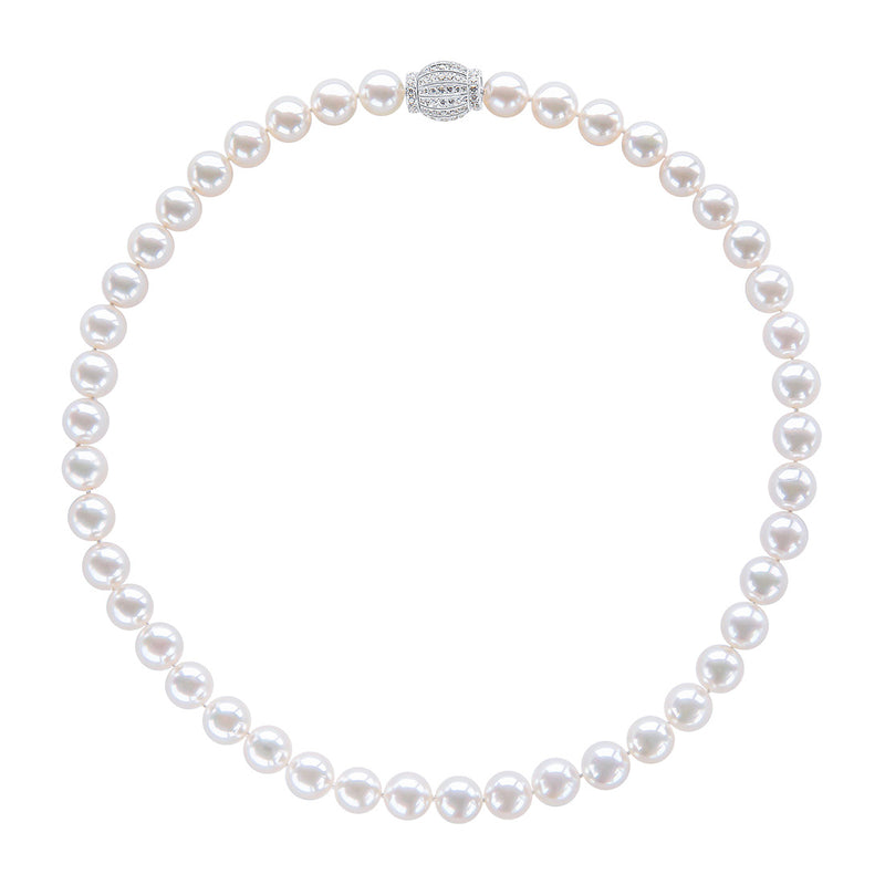 18ct White Gold Akoya Cultured Pearl Single Strand Necklace