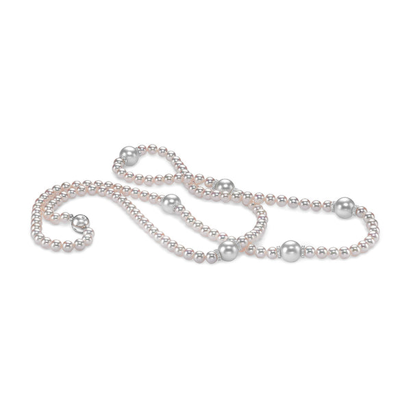 18ct White Gold South Sea Cultured Pearl and Diamond Single Strand Necklace