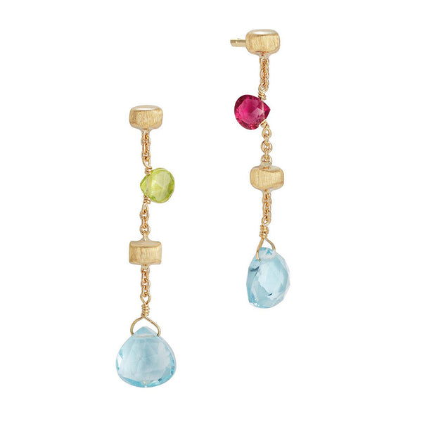 Marco Bicego Paradise 18ct Yellow Gold Mixed Gemstone Drop Earrings