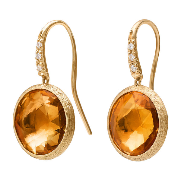 Marco Bicego Jaipur 18ct Yellow Gold Citrine and Diamond Drop Earrings