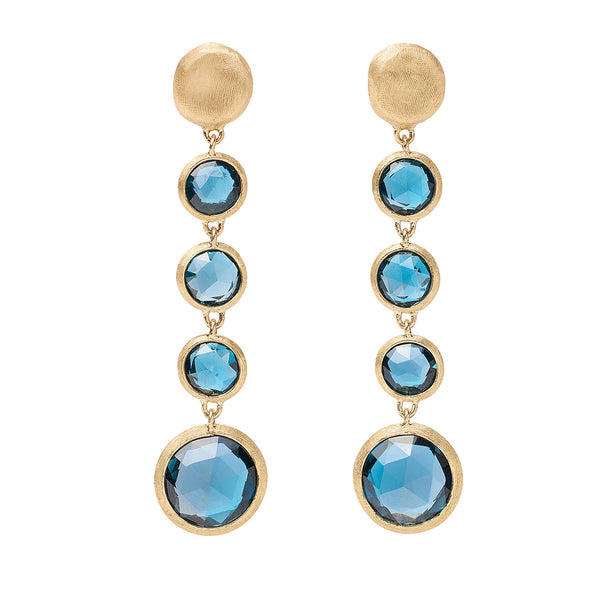 Marco Bicego Jaipur 18ct Yellow Gold London Blue Topaz Drop Earrings