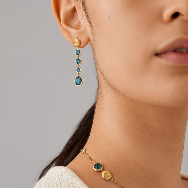 Marco Bicego Jaipur 18ct Yellow Gold London Blue Topaz Drop Earrings