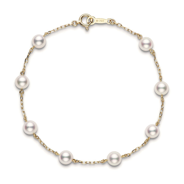 Mikimoto Pearl Chain 18ct Yellow Gold Akoya Cultured Pearl Bracelet