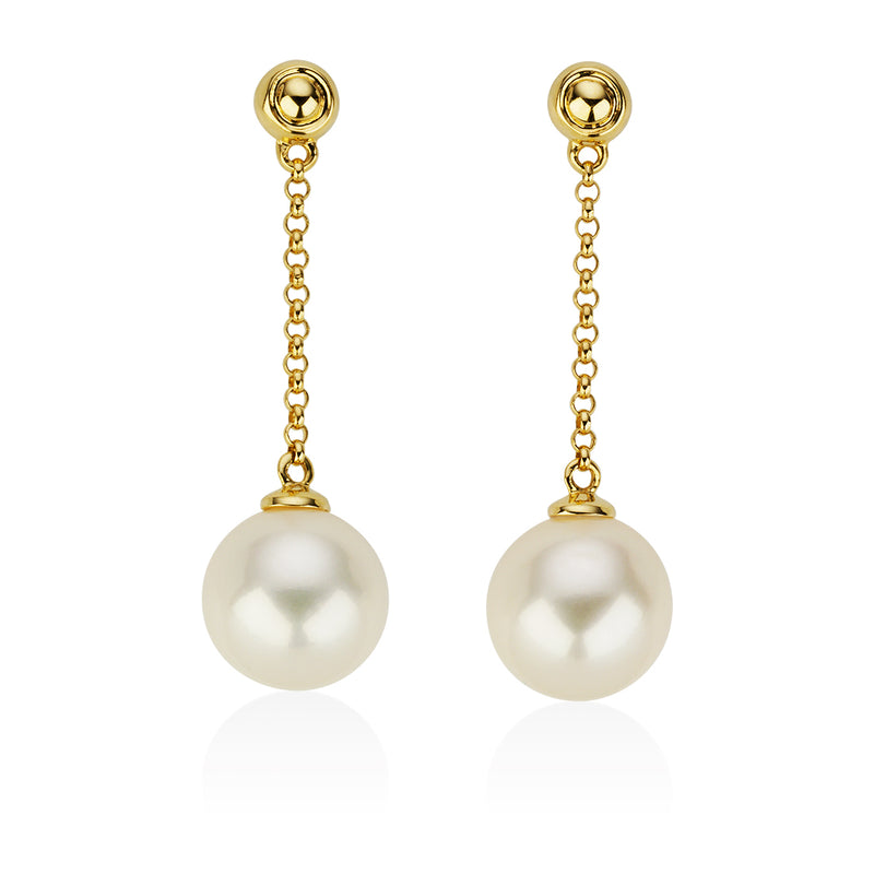 18ct Yellow Gold Akoya Cultured Pearl Drop Earrings