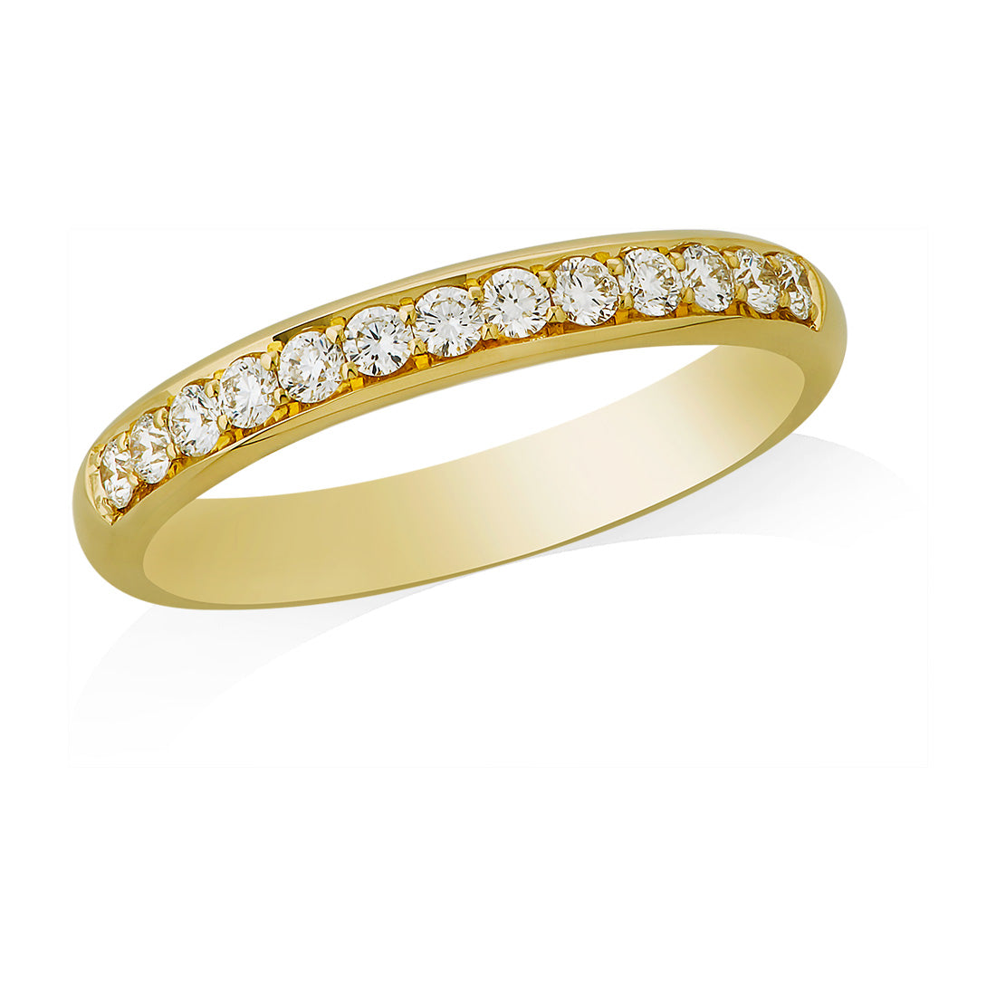 18ct Yellow Gold Polished Grain Set Round Brilliant Cut Diamond Weddin ...