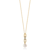 18ct Yellow and White Gold Akoya Cultured Pearl and Diamond Pendant and Chain