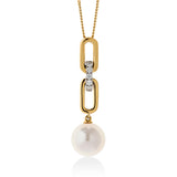 18ct Yellow and White Gold Akoya Cultured Pearl and Diamond Pendant and Chain