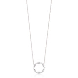 18ct White Gold Grain Set Round Brilliant Cut Diamond Circular Pendant and Chain