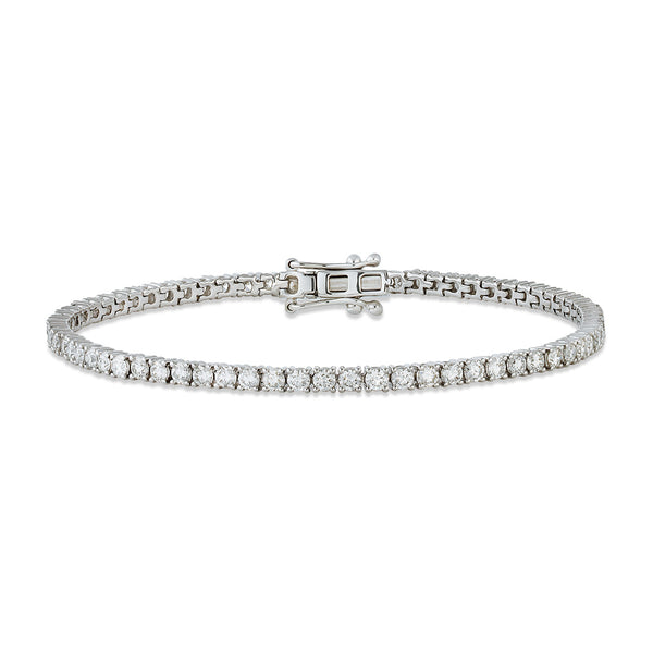 18ct White Gold Four Claw Set Round Brilliant Cut Diamond Line Bracelet