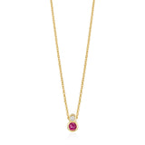 18ct Yellow Gold Rub Set Round Cut Ruby and Round Brilliant Cut Diamond Pendant