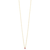 18ct Yellow Gold Rub Set Round Cut Ruby and Round Brilliant Cut Diamond Pendant