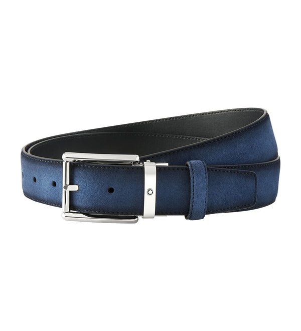 Montblanc Navy Blue Suede Leather Belt