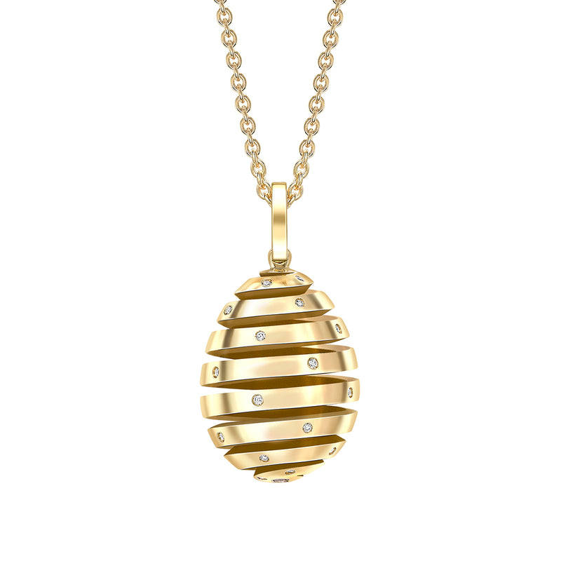 Fabergé Essence Spiral 18ct Yellow Gold and Diamond Pendant and Chain