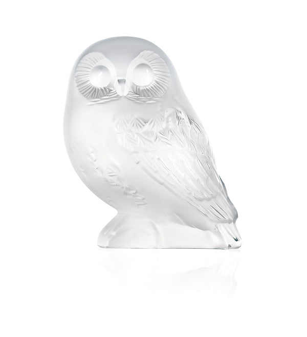 Lalique Shivers Owl Clear Crystal Sculpture