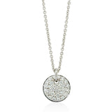 Piccolo 18ct White Gold Pave Set Round Brilliant Cut Diamond Cluster Pendant and Chain