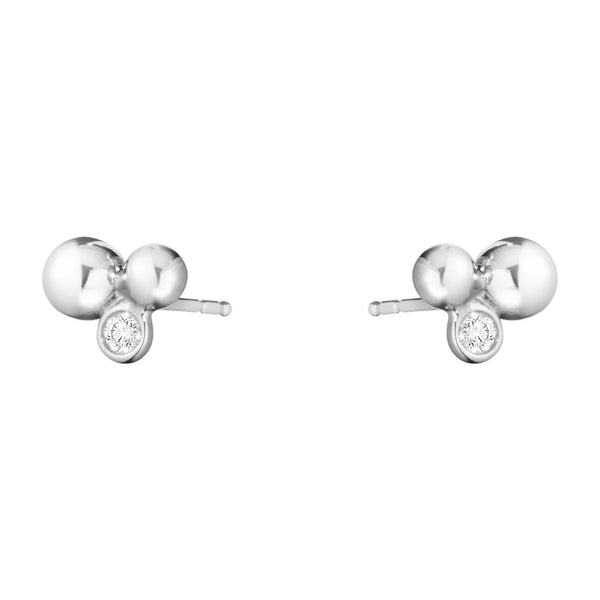 Georg Jensen Moonlight Grapes Sterling Silver Diamond Stud Earrings