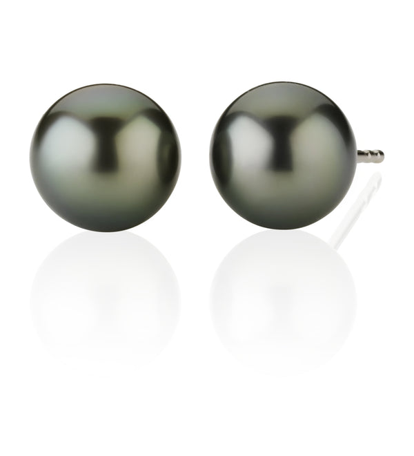 18ct White Gold Tahitian Cultured Pearl Stud Earrings