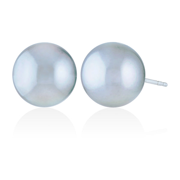 18ct White Gold Tahitian Cultured Pearl Stud Earrings