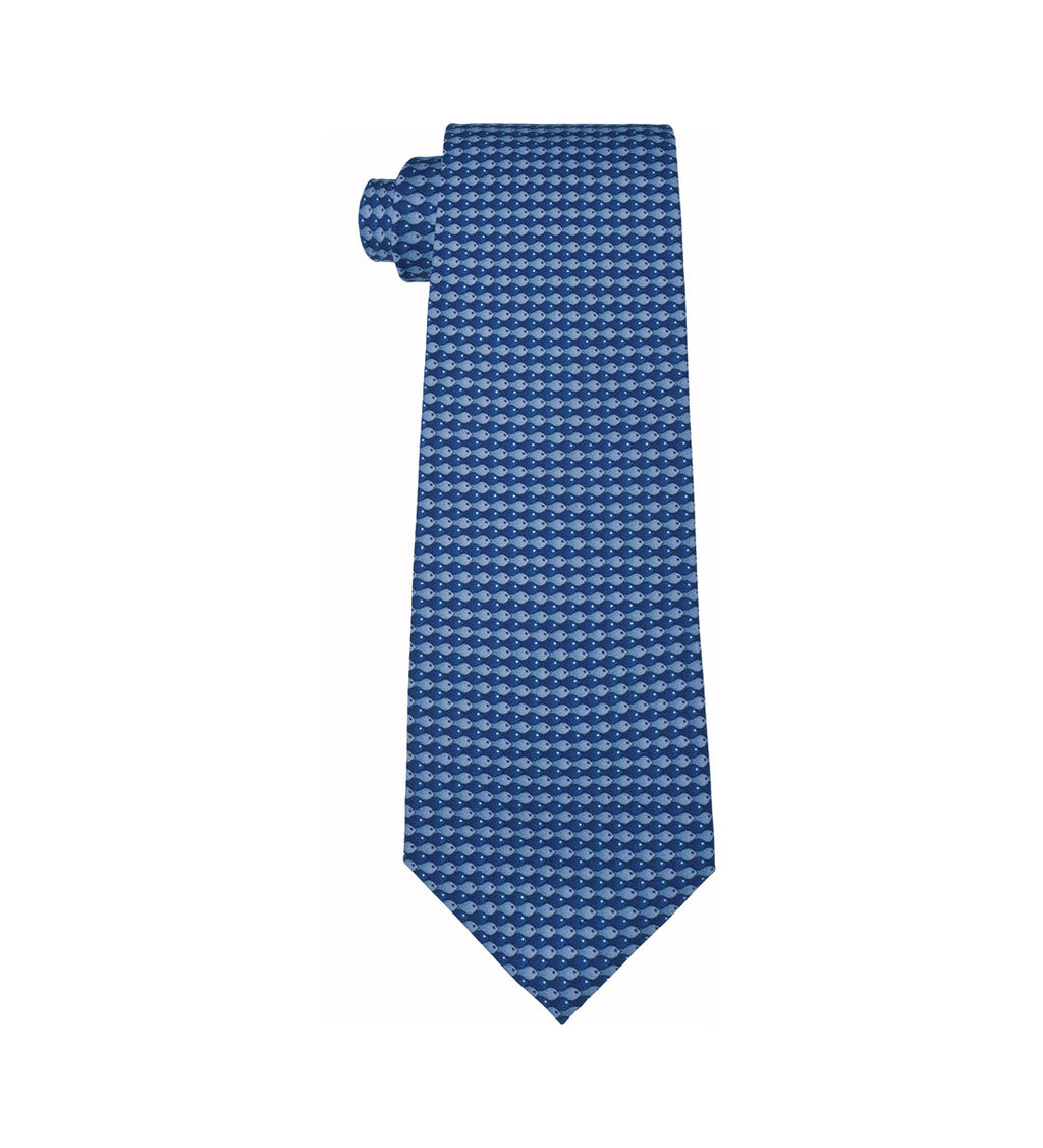 Chopard Fish Blue Silk Twill Tie Mallory