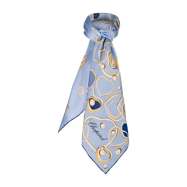 Chopard Happy Hearts Light Blue Silk Twill Scarf