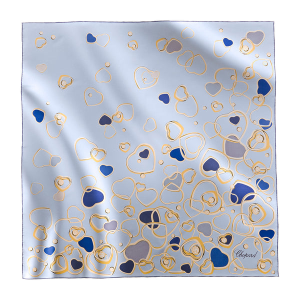 Chopard Happy Hearts Light Blue Silk Twill Scarf