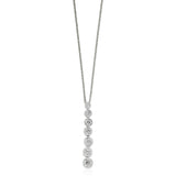 18ct White Gold Graduated Rub Set Round Brilliant Cut Diamond Drop Pendant and Chain